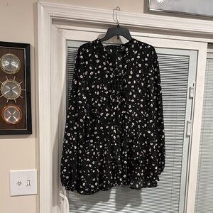 Lane Bryant Black Top with Floral Accents